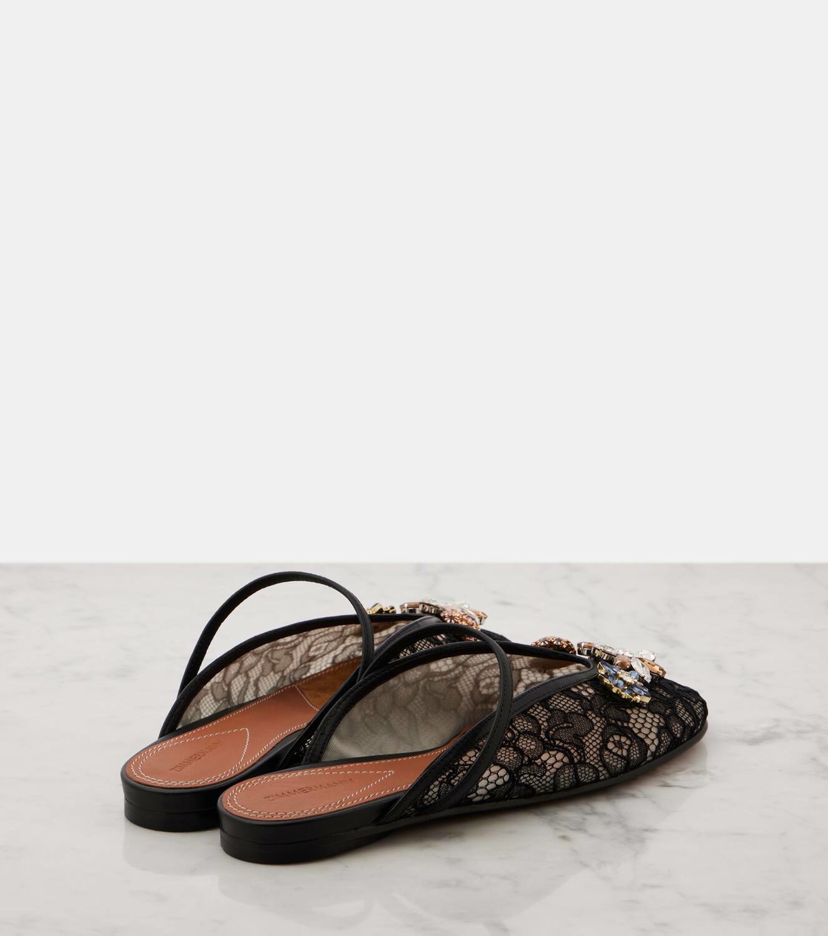 ZIMMERMANN レザー ミュール Zimmermann Pixie embellished leather-trimmed mules Zimmermann