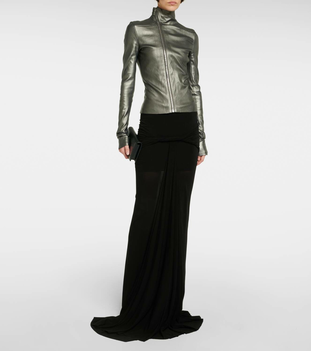 Rick Owens Metallic leather and cotton jacket Rick Owens