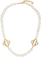 Casablanca White Medium Pearl Logo Necklace
