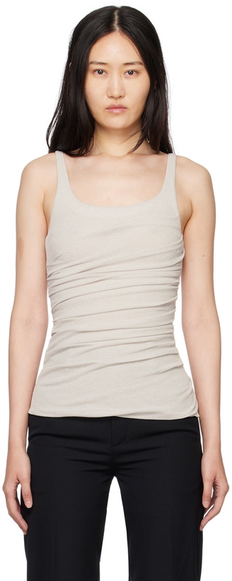 Photo: Subtle Le Nguyen Beige Draped Tank Top