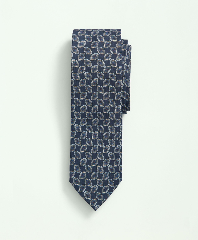 Photo: Brooks Brothers Men's Silk Foulard Print Tie | Navy/Blue
