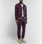 Gucci - Cotton Devoré-Velvet Sweatpants - Men - Navy