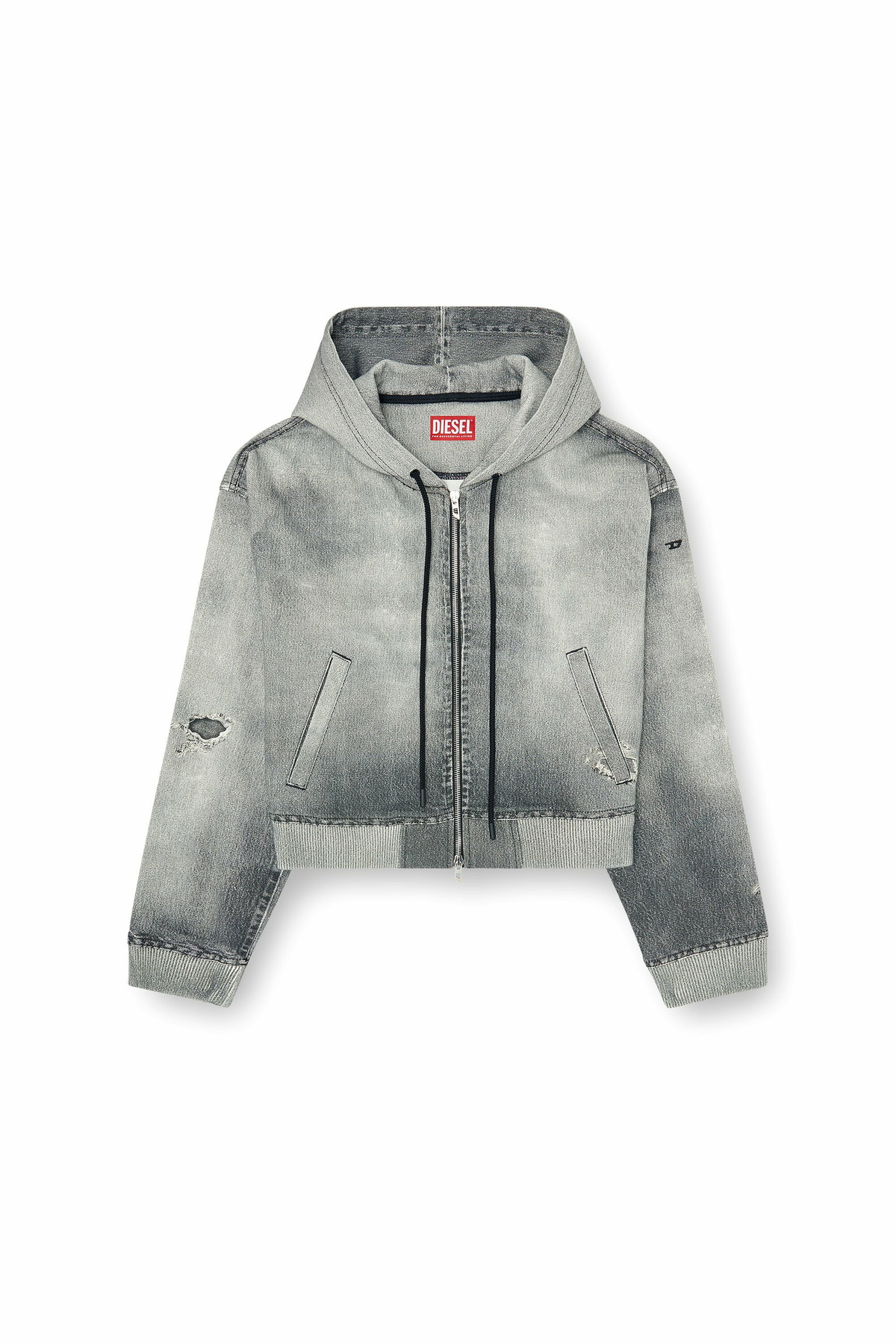 Diesel Zip-up hoodie in trompe l'oeil Jogg Jeans - Sweaters Womens in Grey