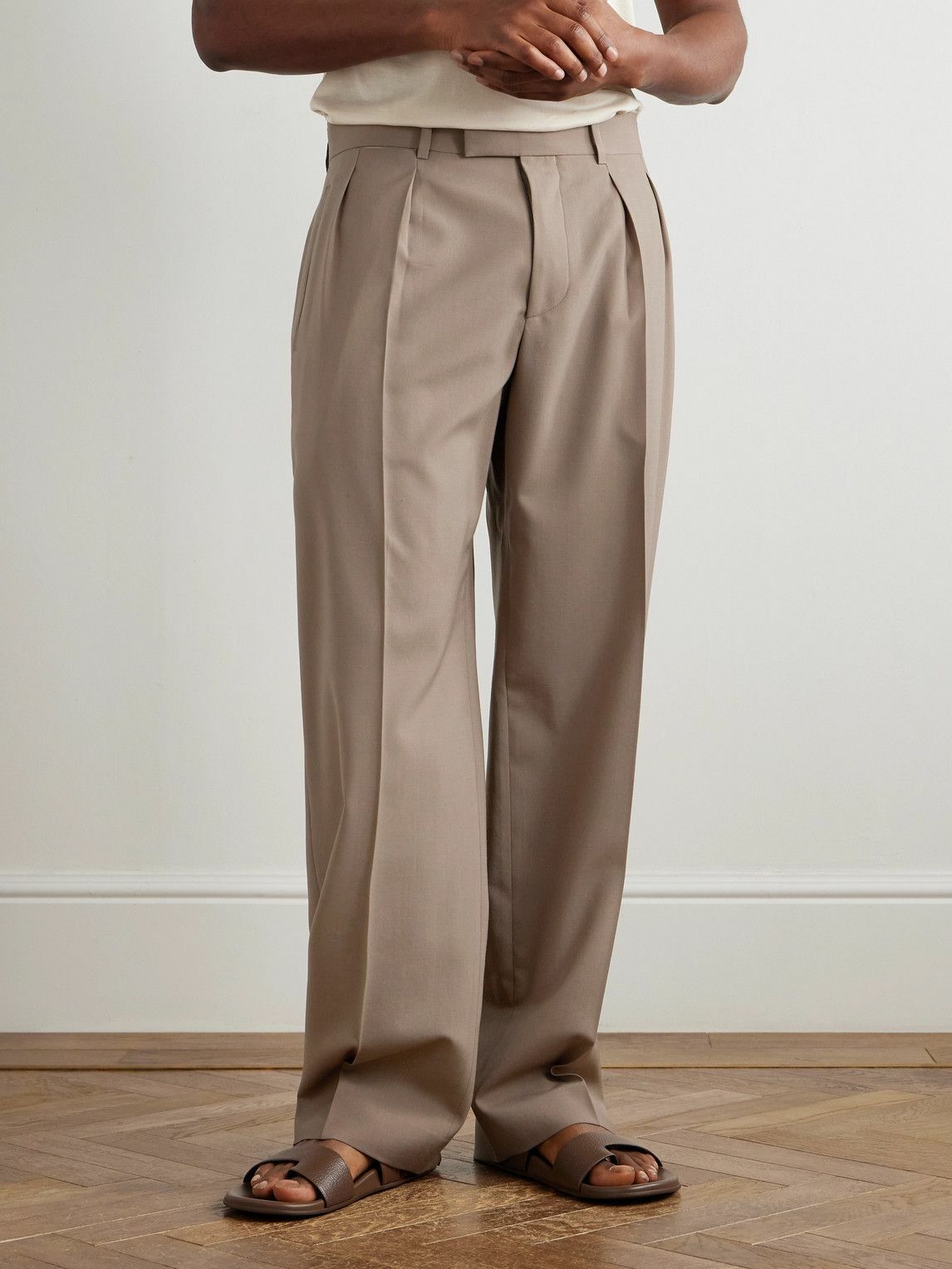 スーツ THE ROW Mikeno Pleated Wool Pants The Row - Mikeno Straight-Leg Pleated Wool Suit Trousers