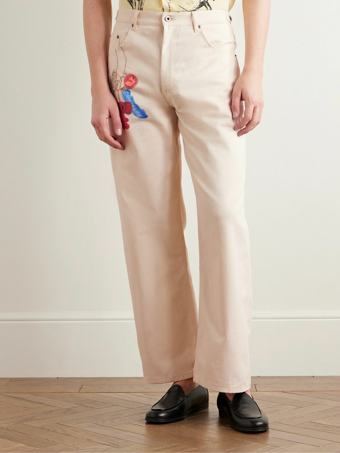 Small Talk - Straight-Leg Printed Jeans - Neutrals