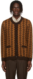 Ernest W. Baker Brown & Orange Mohair Knit Cardigan