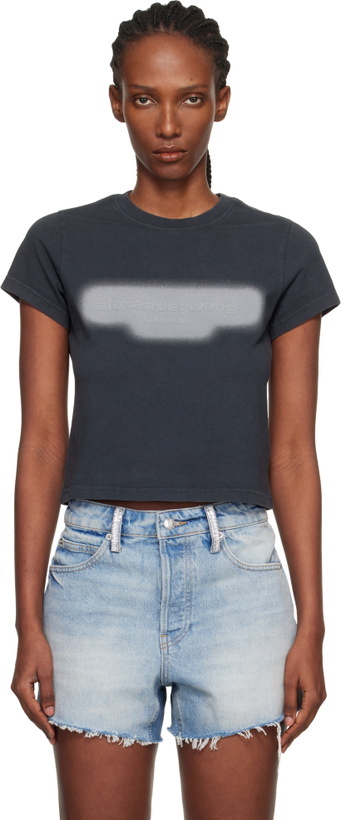 Photo: Alexander Wang Black Reflective Halo Print Logo T-shirt