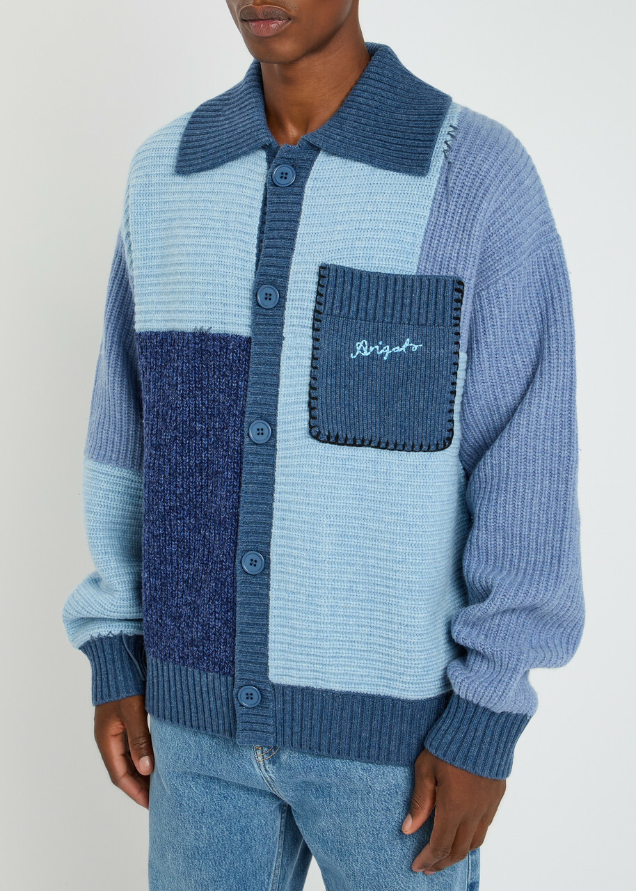 Axel Arigato Franco Colour-block Wool-blend Cardigan Blue