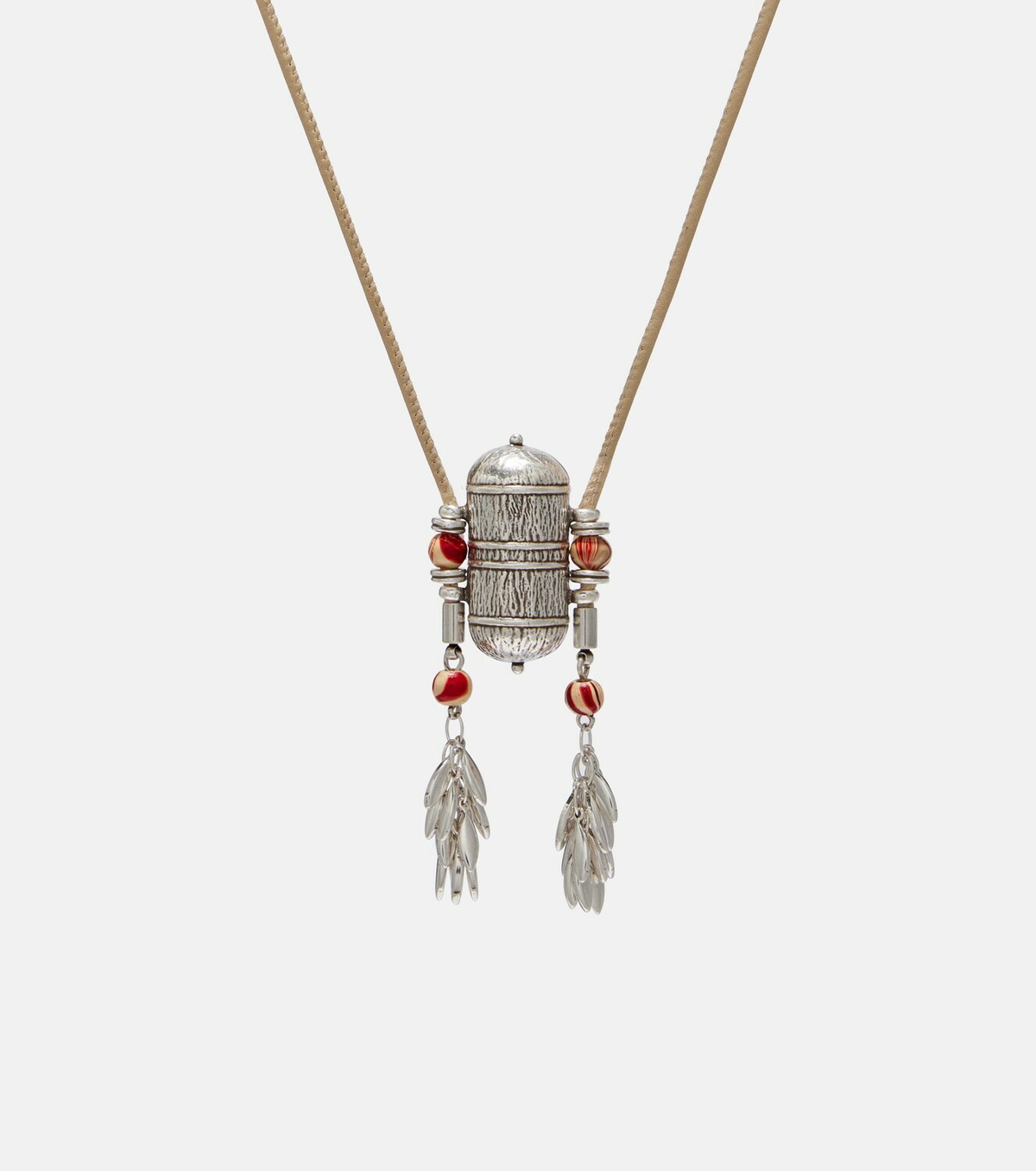 Isabel Marant Janis beaded leather-trimmed pendant necklace
