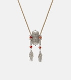 Isabel Marant Janis beaded leather-trimmed pendant necklace