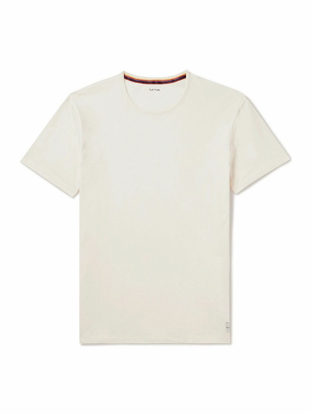 Photo: Paul Smith - Logo-Appliquéd Cotton-Jersey Pyjama T-Shirt - Neutrals