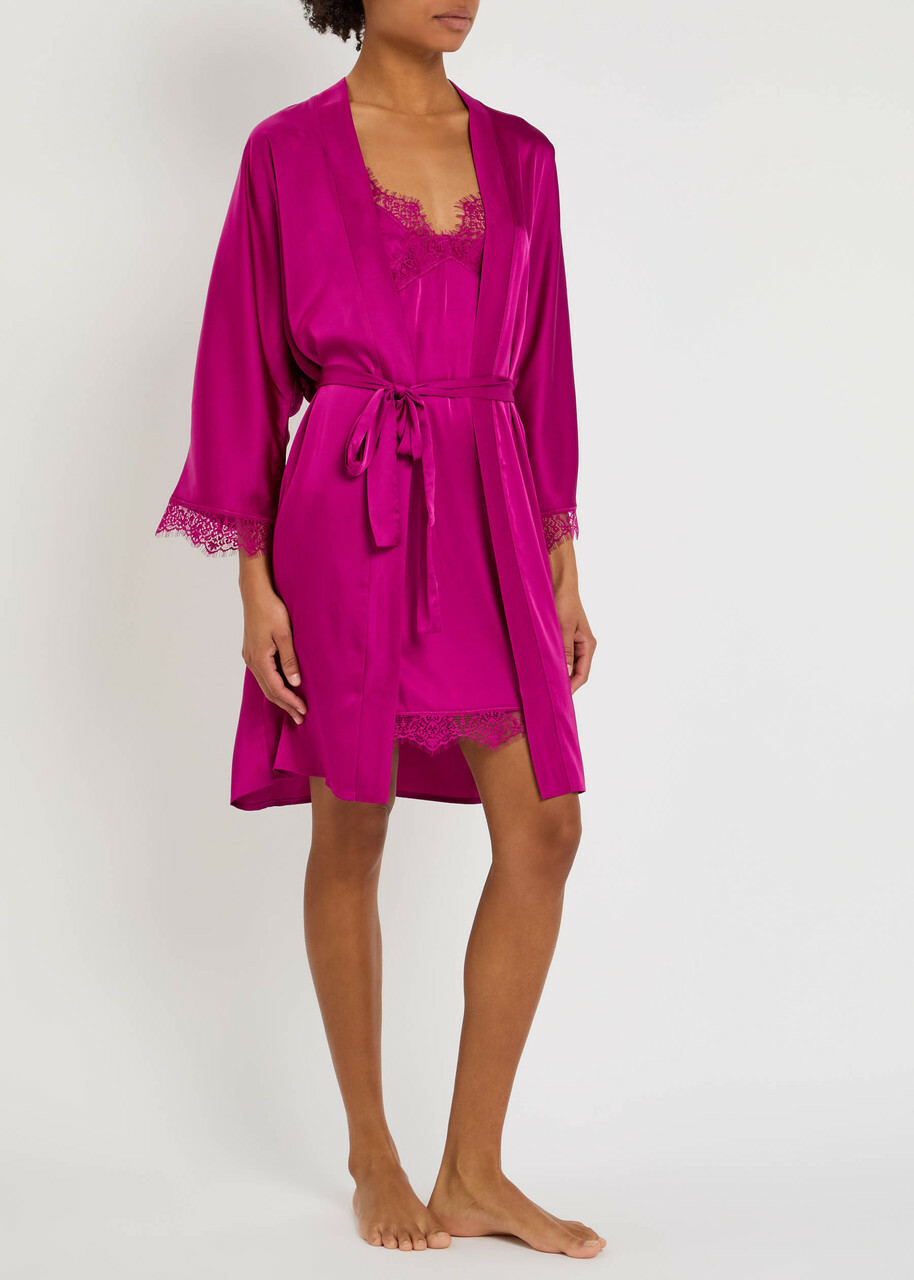 Simone PÉRÈLE Satin Secrets Lace-trimmed Robe Pink