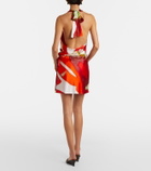 Staud Liora printed silk-blend satin minidress