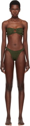 Hunza G Green Gloria Tonal Hoops Bikini