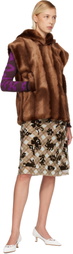 Anna Sui SSENSE Exclusive Brown Sleeveless Faux-Mink Hoodie