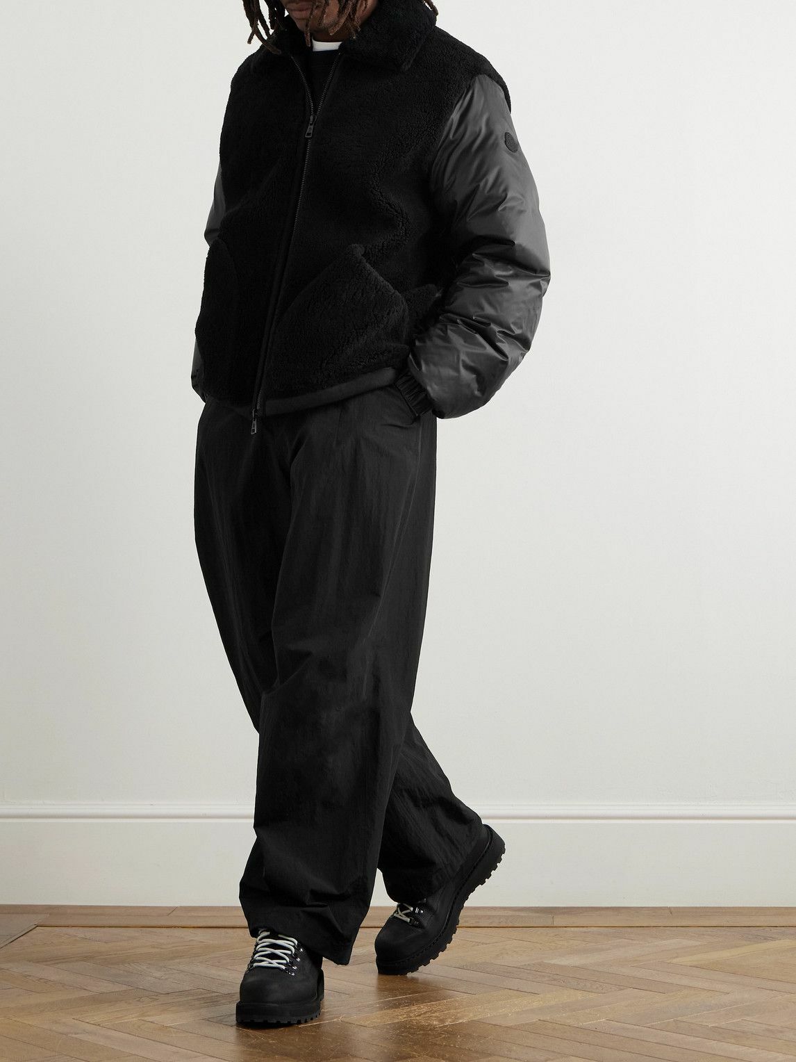 Moncler - Suestado Logo-Appliquéd Shearling-Panelled Nylon Down