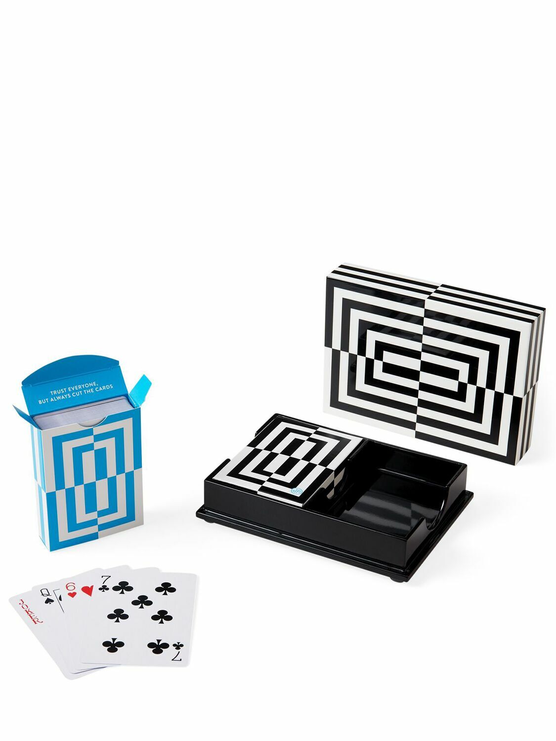 JONATHAN ADLER Op Art Lacquer Box & Playing Cards Set