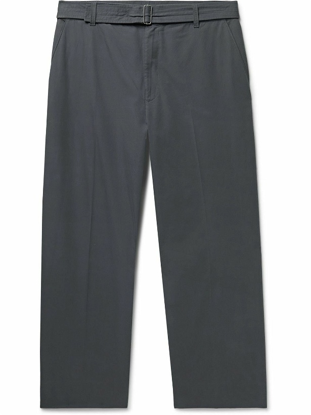 Photo: The Row - Earl Straight-Leg Cropped Belted Cotton-Poplin Trousers - Gray