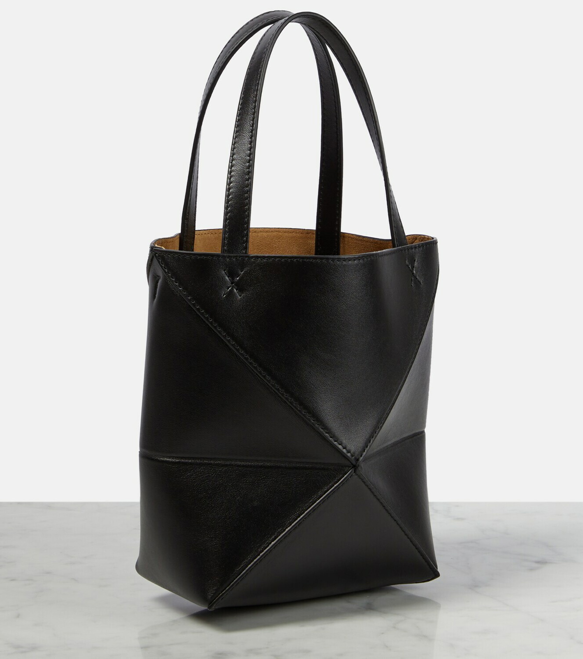 Puzzle Fold Mini Leather Tote Bag in Brown - Loewe