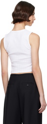 LESET White Pointelle Sleeveless Crew Tank Top