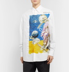 Valentino - Printed Poplin-Panelled Cotton Shirt - White