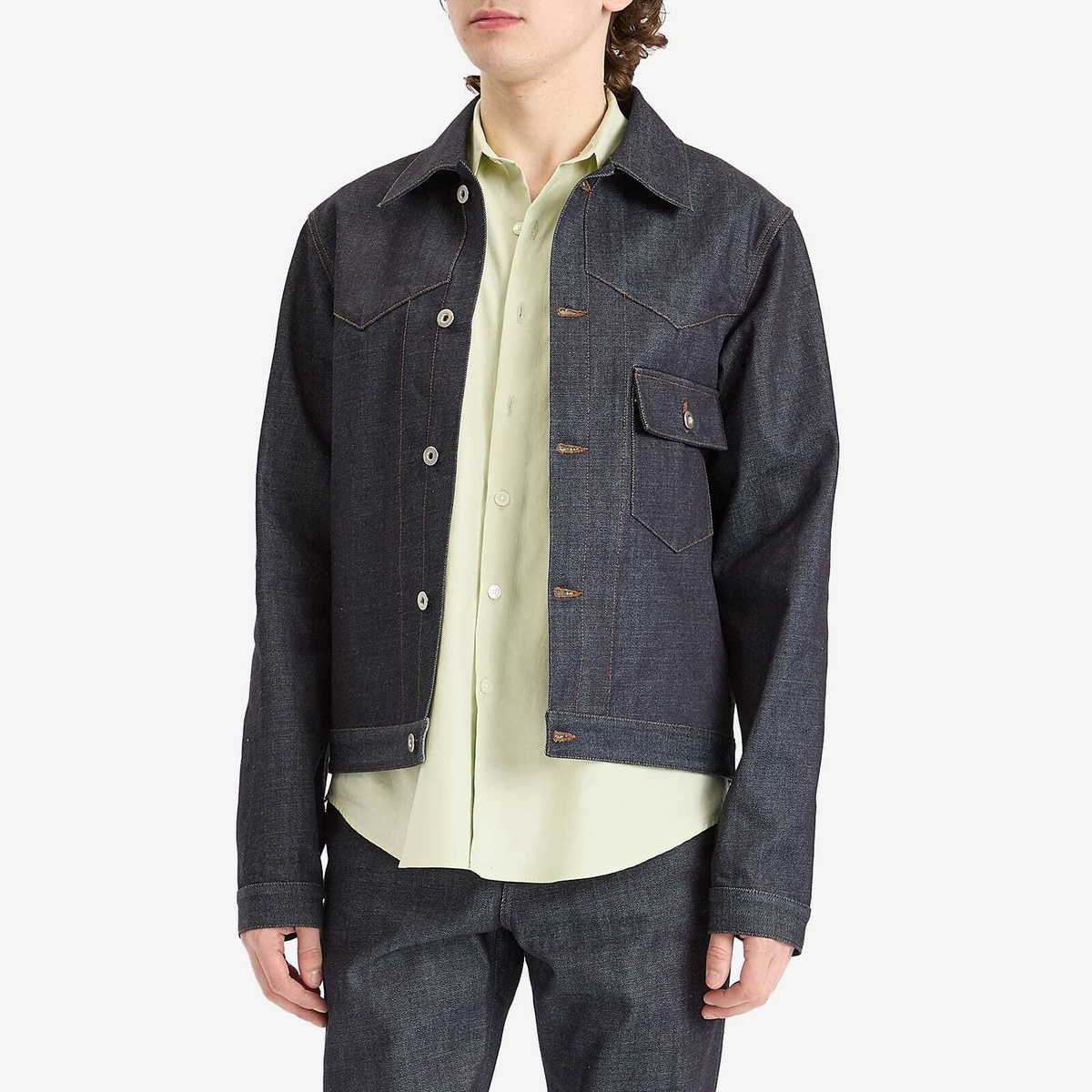 Jil Sander Men's Raw Denim Jacket in Magnet