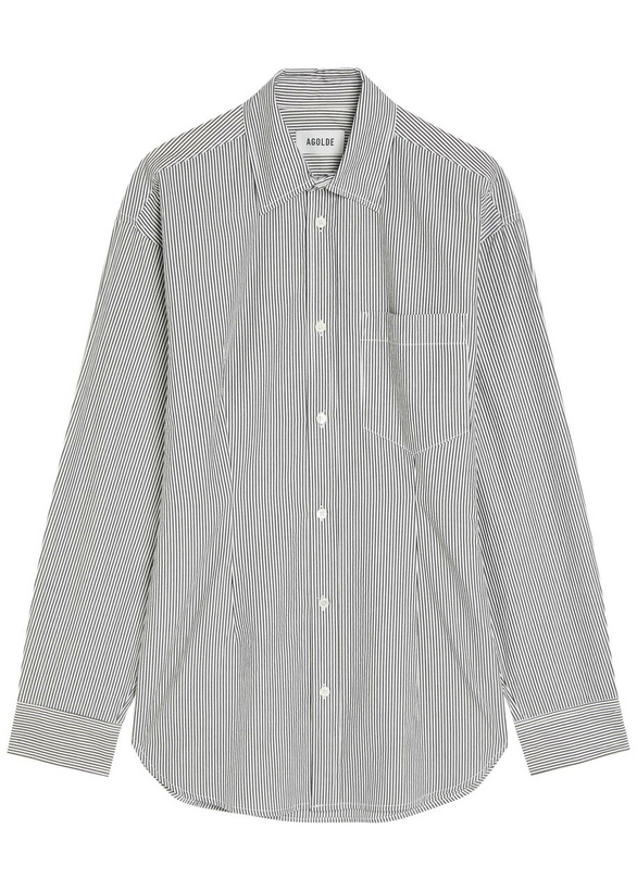 Photo: Agolde Cinched Striped Cotton-poplin Shirt Grey