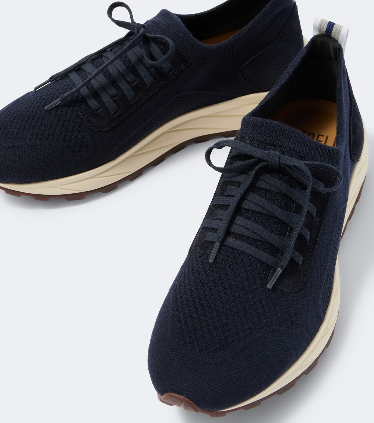 Fedeli Knitted suede-trimmed sneakers