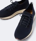 Fedeli Knitted suede-trimmed sneakers
