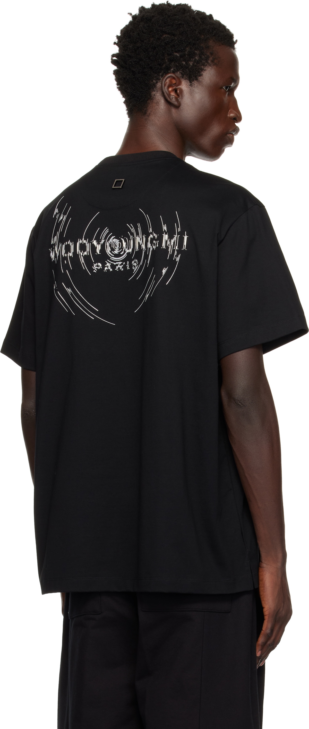 WOOYOUNGMI Black Wave Graphic Back Logo T-shirt Wooyoungmi