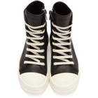 Rick Owens Black and Off-White High-Top Sneakers