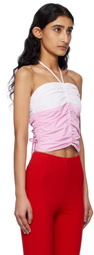 Kijun Pink & Off-White Shirring Halter Top