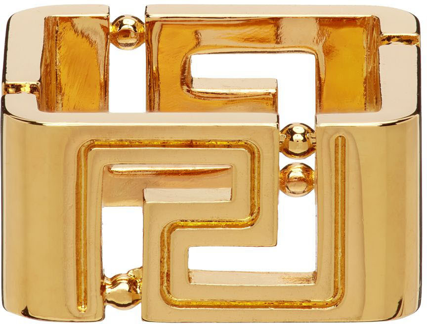 Versace Gold Square Greca Ring