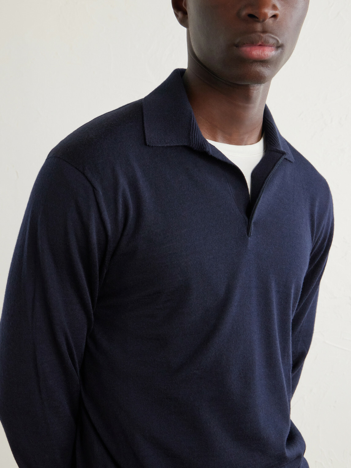 SEASE - Lasca Virgin-Wool Polo Shirt - Blue