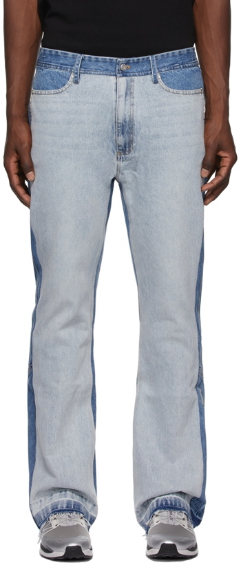 Photo: C2H4 Blue Paneled Cropped Jeans