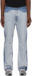 C2H4 Blue Paneled Cropped Jeans