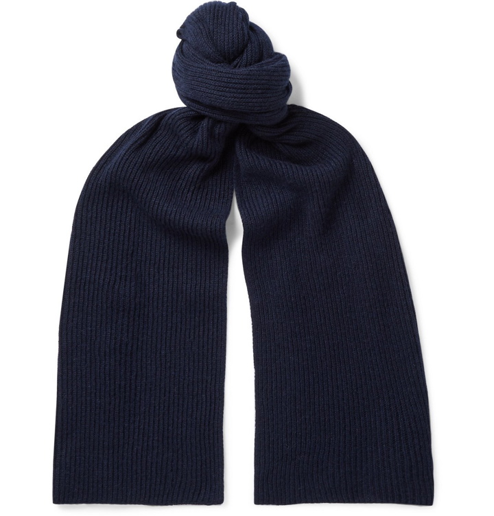 Photo: Anderson & Sheppard - Ribbed Cashmere Scarf - Blue