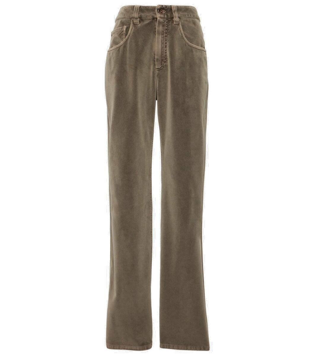 Low-rise linen-blend wide-leg sweatpants in grey - Brunello Cucinelli