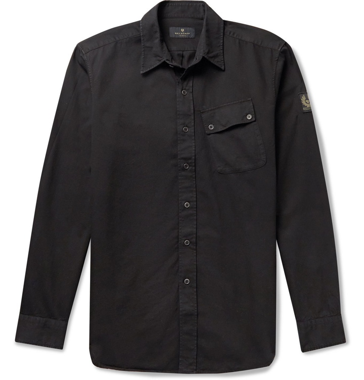 Photo: BELSTAFF - Pitch Logo-Appliquéd Garment-Dyed Cotton Oxford Shirt - Black