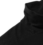 SAINT LAURENT - Slim-Fit Metallic Striped Cotton-Blend Rollneck Sweater - Black
