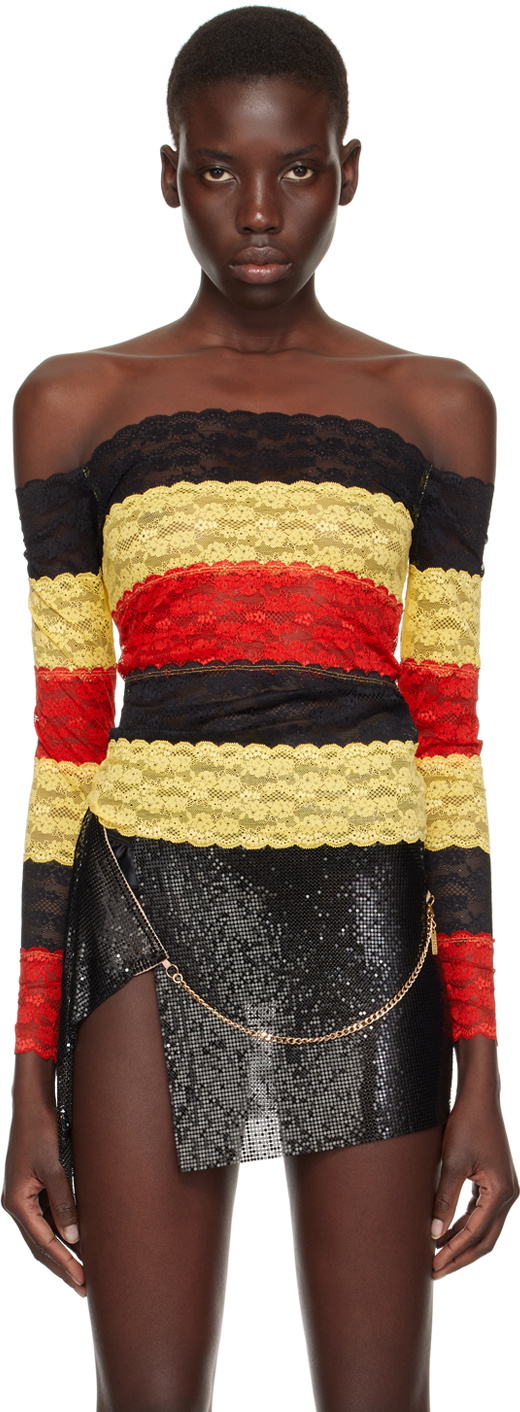 Sinead Gorey Multicolor Lace Bandage Long Sleeve T-Shirt