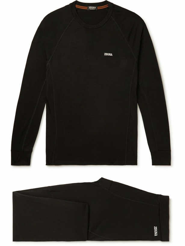 Photo: Zegna - Logo-Print TECHMERINO™ Wool Pyjama Set - Black