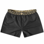 Versace Men's Greek Waistband Swim Short in Black/Gold