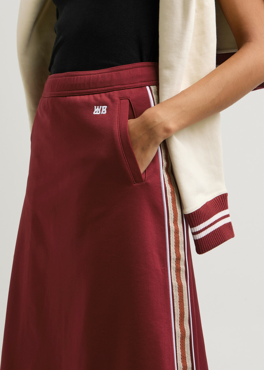 Wales Bonner Shine Panelled Jersey Skirt Burgundy