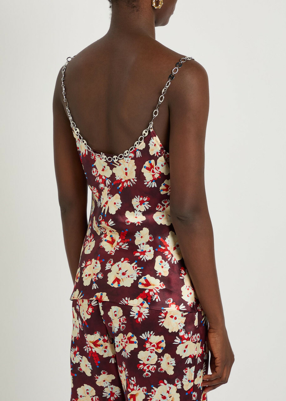 Rabanne Floral-print Metal Detail Silk Blouse Multicoloured