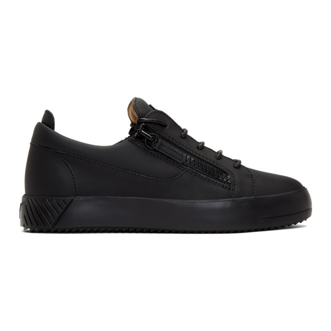 Photo: Giuseppe Zanotti Black Rubberized Leather Frankie Sneakers