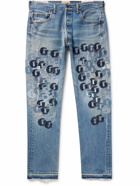 Gallery Dept. - Super G Straight-Leg Logo-Appliquéd Distressed Jeans - Blue