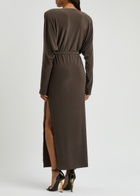 Norma Kamali Belted Stretch-jersey Maxi Dress Dark Brown
