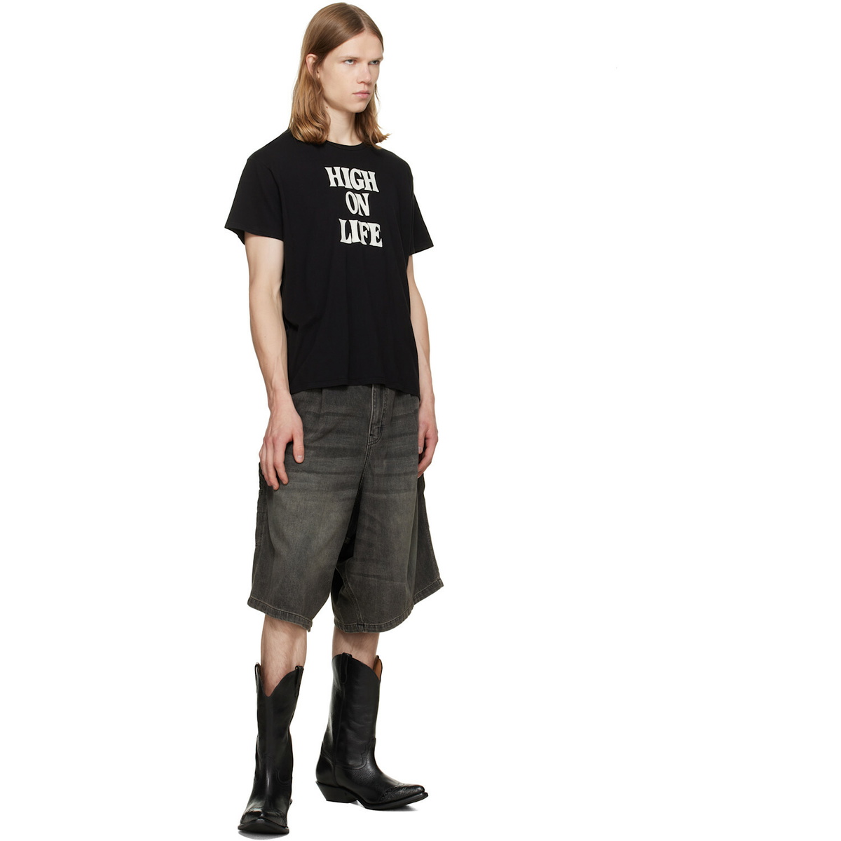 R13 Black Jesse Carpenter Denim Shorts