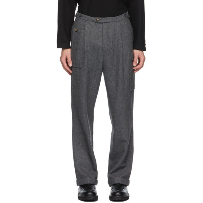 Photo: Winnie New York Grey Wool Notch Pleated Trousers
